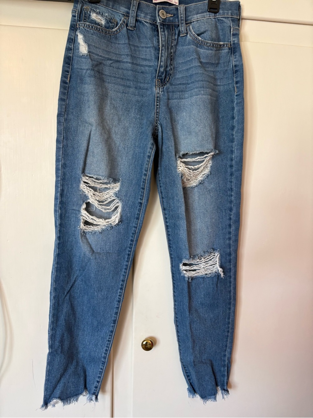 Women’s Distressed High-Rise Blue Jeans